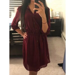 Oxblood/Wine Red Chiffon Dress